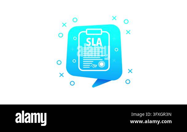 Animated blue icon with SLA, service level agreement, document on a ...