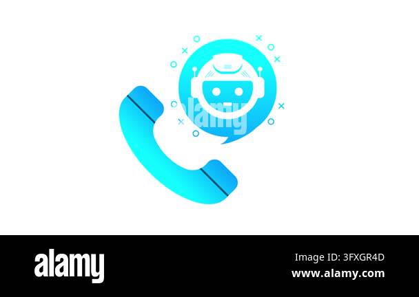 Animated artificial intelligence chatbot icon with a telephone receiver ...