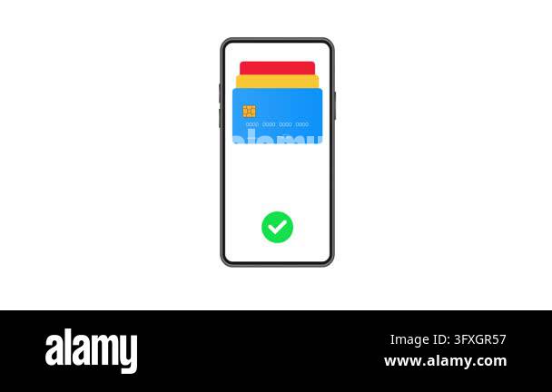 Adding credit cards to a smartphone digital wallet, isolated on white ...