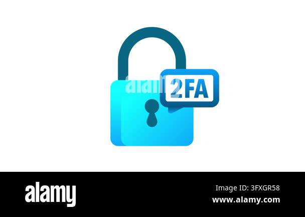 Padlock with a 2FA icon symbolizing two factor authentication on white ...