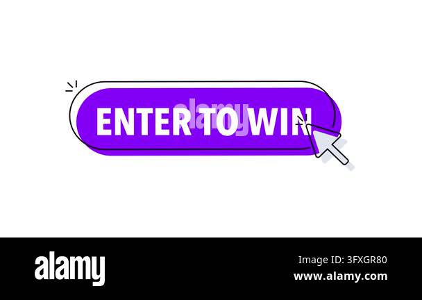 Animated purple enter to win button with a mouse cursor clicking it, on ...