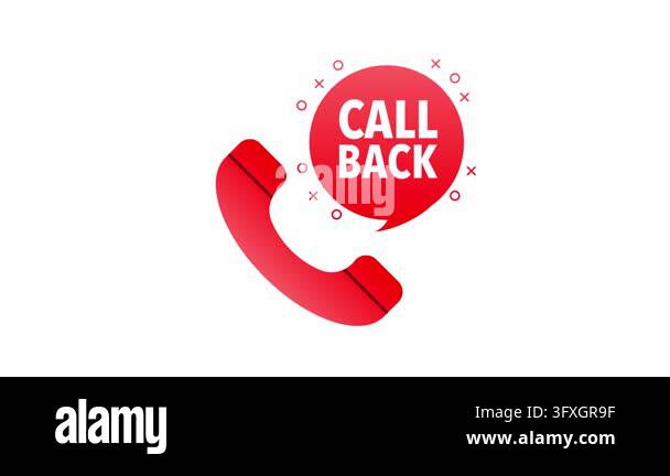 Animated red phone icon with a call back speech bubble isolated on ...