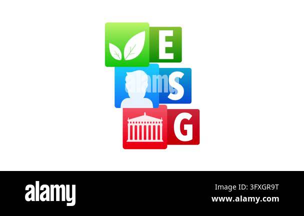 Animated icons representing ESG criteria, Environmental Social and ...
