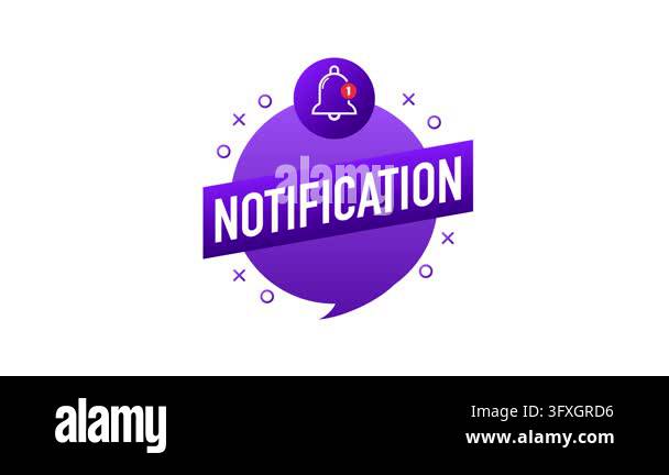 Animated purple notification bell icon on white and green screen ...