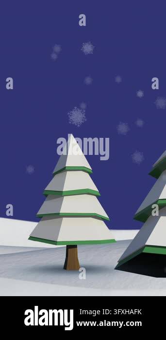 Snow Falling 4k Animation Animation of snow falling over fir trees and winter landscape ...