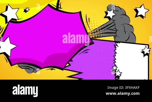 Cartoon background animation, comic book backdrop video. Retro comics ...