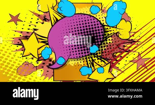 Cartoon background animation, comic book backdrop video. Retro comics ...