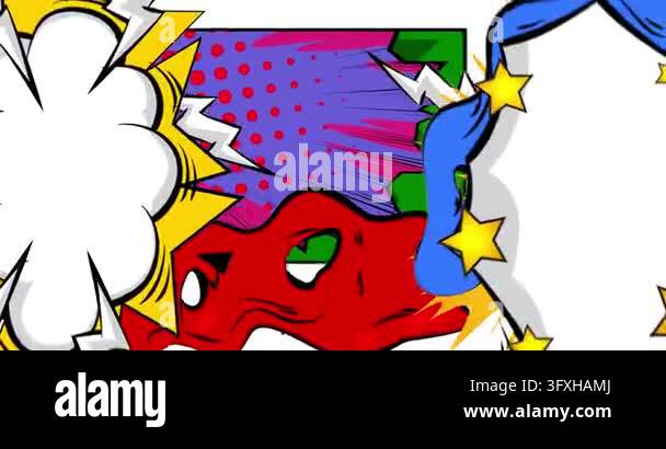 Cartoon background animation, comic book backdrop video. Retro comics ...