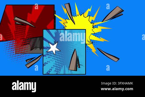 Cartoon background animation, comic book backdrop video. Retro comics ...
