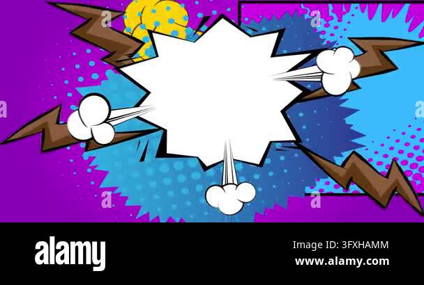 Cartoon background animation, comic book backdrop video. Retro comics ...