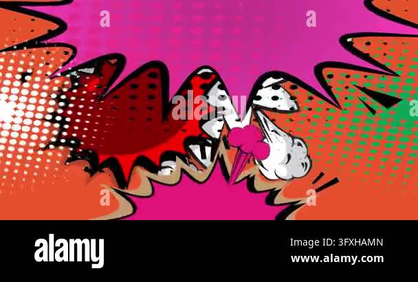 Cartoon background animation, comic book backdrop video. Retro comics ...