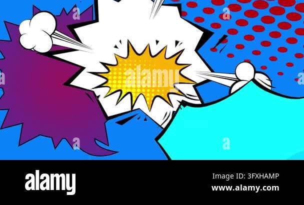 Cartoon background animation, comic book backdrop video. Retro comics ...