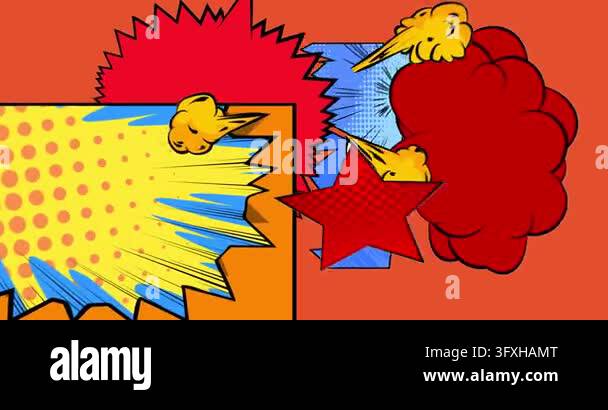 Cartoon background animation, comic book backdrop video. Retro comics ...