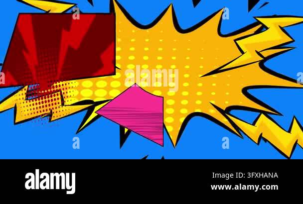 Cartoon background animation, comic book backdrop video. Retro comics ...