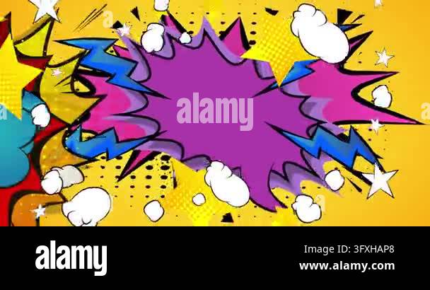 Cartoon background animation, comic book backdrop video. Retro comics ...