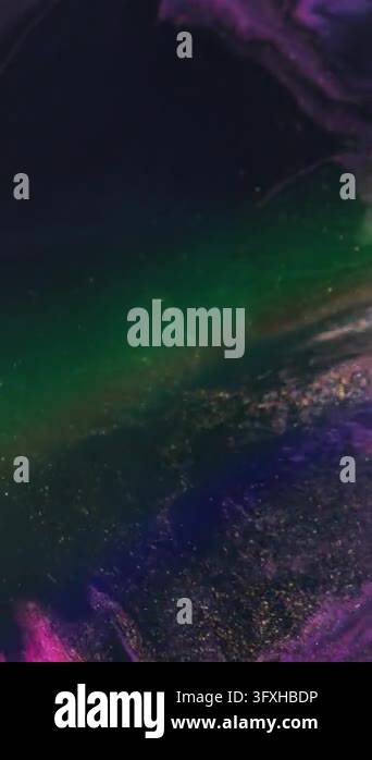 Vertical video. Light splatter. Ink particles. Defocused purple pink ...
