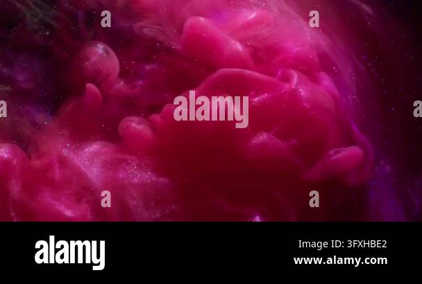 Cloud blend. Ink background. Defocused pink purple color splash shimmer ...