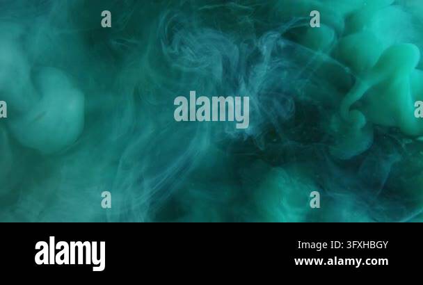 Mist Smoke Color Blur smoke fluid. Ink wave. Blue green color puff stream in curl cloud ...