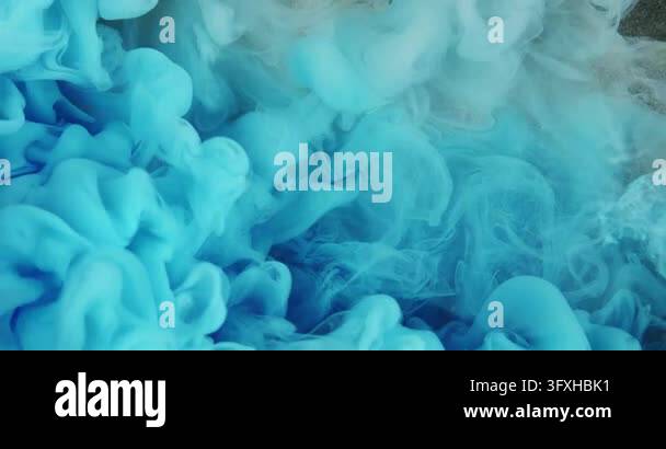 Haze flow. Mist swirl. Color paint blending in water texture. Blue ...