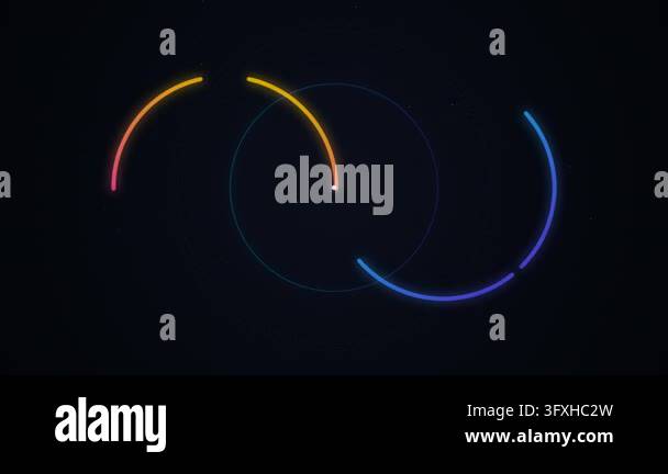 Abstract glowing gradient rings overlapping in dark cosmic background ...