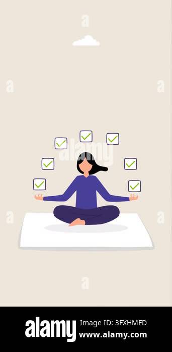 Work Focus Video Work focus, animation of businesswoman concentrates on completed tasks ...