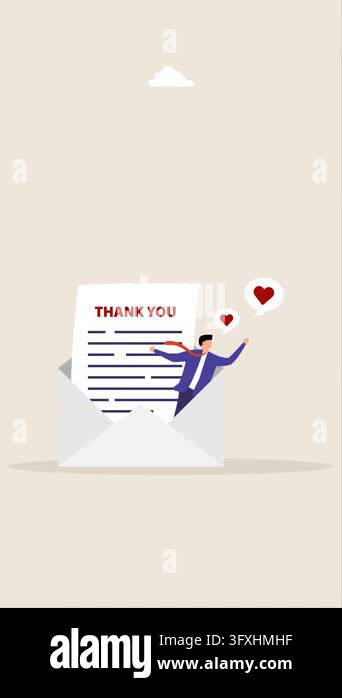Thank you message, animation of businessman expressing gratitude on a ...