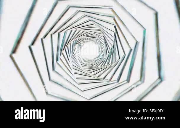 Bright futuristic polygonal corridor with metallic or glass edges ...