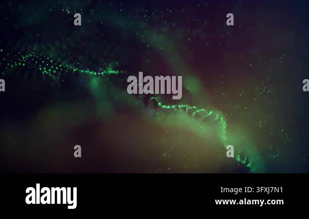 Rendering Computer And Graphics green and red particles on a black background, 3 d rendering, computer ...