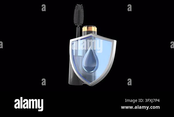 Waterproof mascara and moisture protection concept rotation animation ...