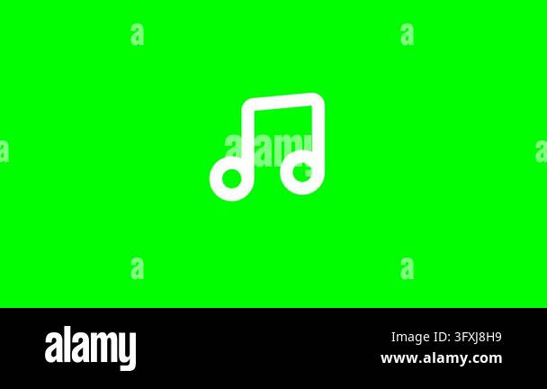 Graphical Music Note Icon White musical note symbol centered on green screen background Stock ...