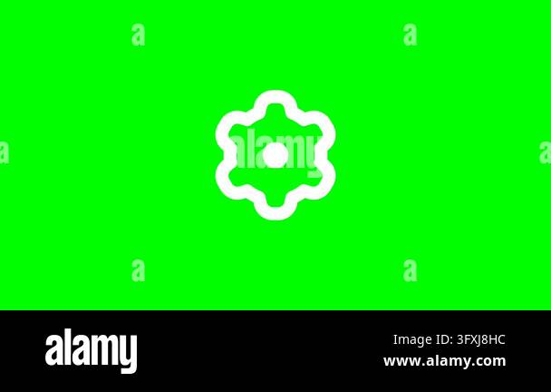 Minimalist white gear icon on chroma key green background Stock Video ...