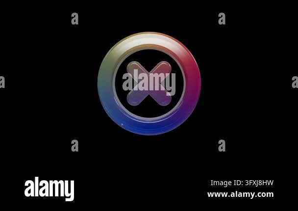 Glossy rainbow circle with cancel symbol Stock Video Footage - Alamy