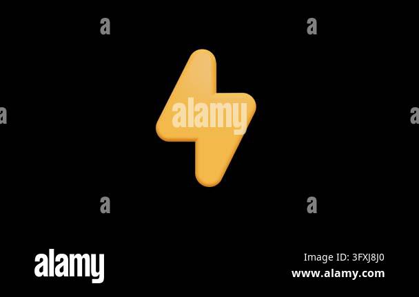 Glossy 3D yellow lightning bolt icon Stock Video Footage - Alamy