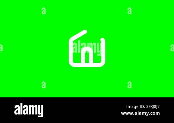 Minimalist white house icon on bright green chroma key background Stock ...