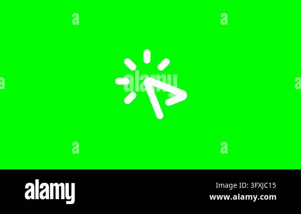 White mouse cursor icon with pulsating click effect on green screen ...