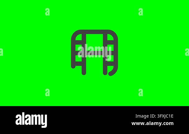 Dark grey film strip icon on vibrant chroma key green background Stock ...