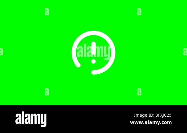 White exclamation mark icon on solid chroma key green background Stock ...