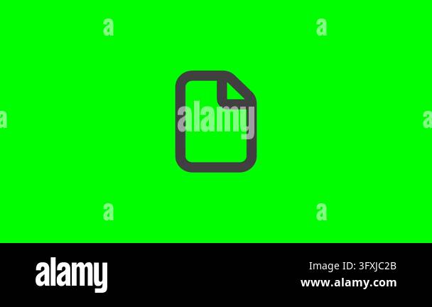 Gray document file icon on bright green chroma key background Stock ...