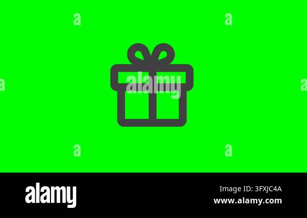 Minimalist gift box icon centered on vibrant green background Stock ...