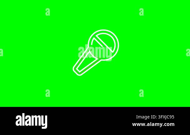 White microphone icon on chroma key green background Stock Video ...