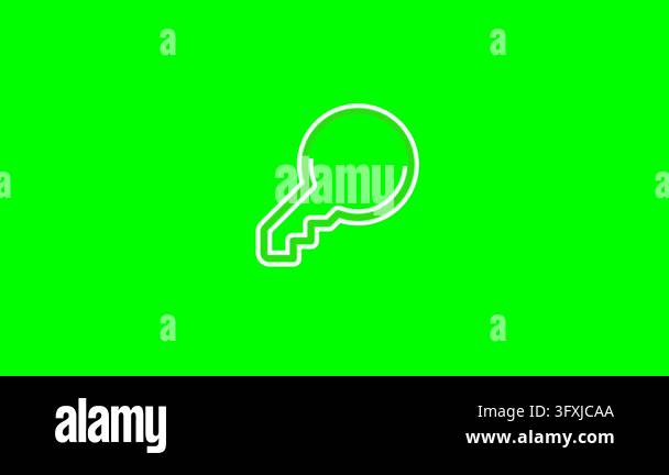 Minimalist white key outline icon on vibrant green background Stock ...
