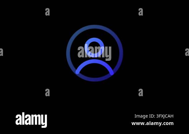 Minimalist blue user account silhouette icon on black Stock Video ...