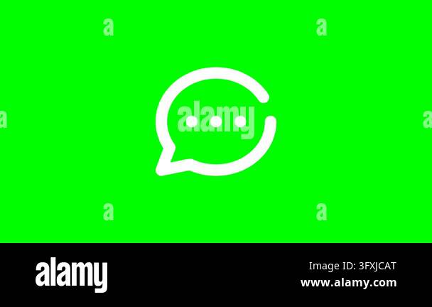 White speech bubble icon on solid chroma key green background Stock ...