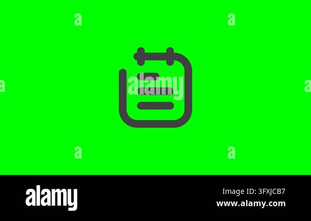 Grey notepad list icon on vibrant chroma key green background Stock ...