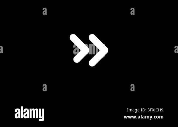 Minimalist white double chevron fast forward interface icon Stock Video ...