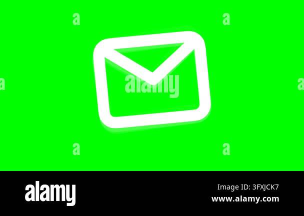 White envelope email icon on solid chroma key green background Stock ...