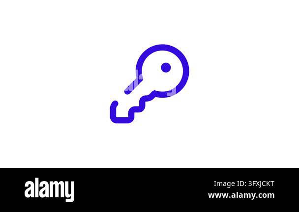 Animated blue key icon with minimalist flat design Stock Video Footage ...