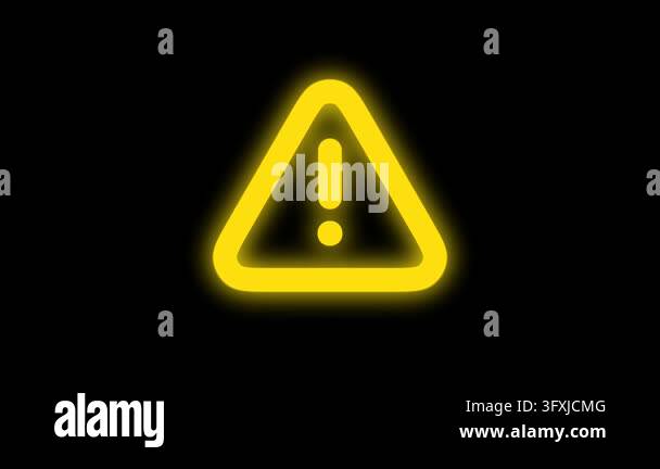 Triangle With Flashlight Sign Glowing yellow triangle warning sign with exclamation mark Stock Video ...