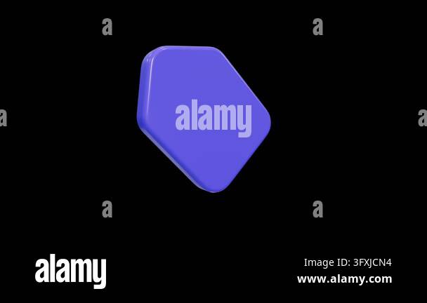 Glossy purple pentagonal 3D icon on solid black background Stock Video ...