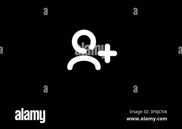 White minimalist add user icon on black background Stock Video Footage ...